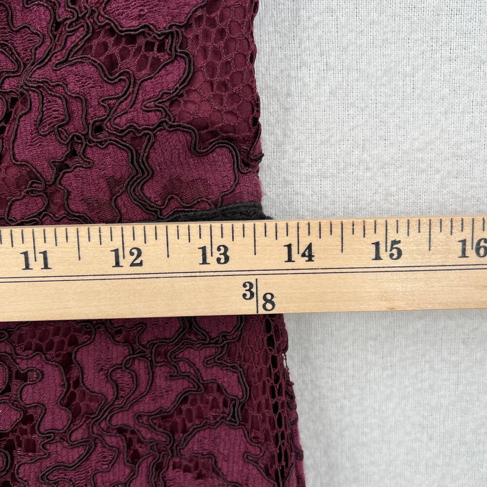 ALEXIS Evie Lace Midi Sheath Dress Womens Small Burgundy Crew Neck Cold Shoulder - Picture 14 of 16